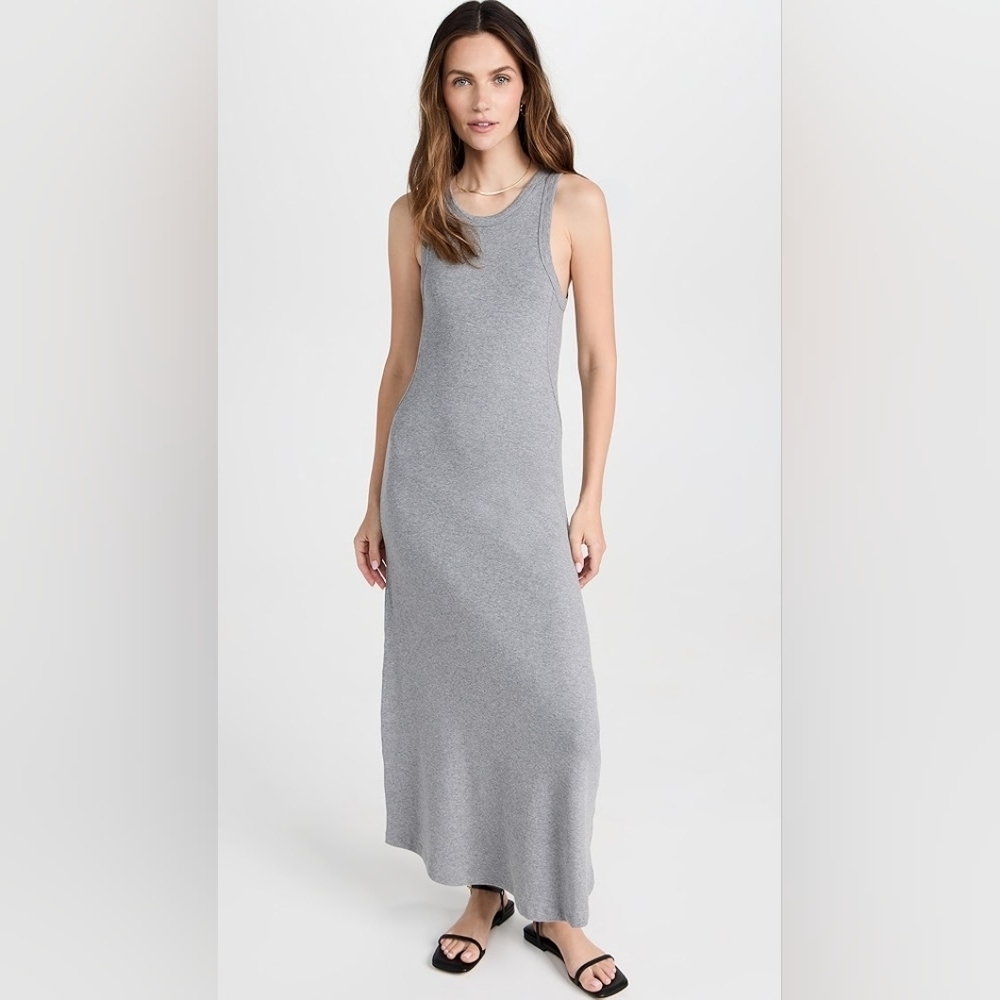 AYR The Metro Gray Sleeveless Ribbed Maxi Dress